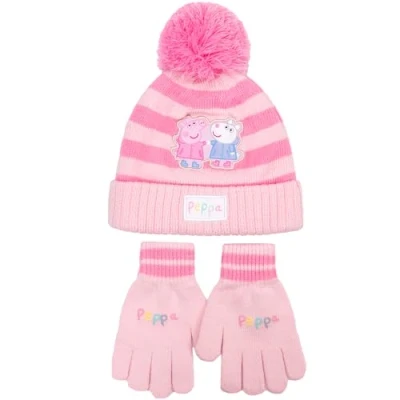 Image of Peppa Pig Children&#039;s Winter Hat &amp; Gloves Set Warm and Comfy Beanie for Girl Gift Girls age 2 7