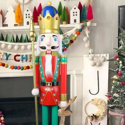 Image of CDL 120cm 48&quot; 4Ft Tall Life Size Large/Giant Red Christmas King On Stand Holds Golden Scepter For Indoor Outdoor Xmas/Event/Ceremonies/Commercial Decoration(4 Feet, K18)