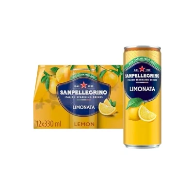 Image of San Pellegrino Italian Sparkling Drinks Tastefully Light Lemon Canned Soft Drink 12 x 330ml 73k Cals per Can