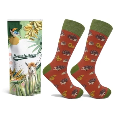 Image of llamabanana® Men&#039;s Luxury Cotton Socks Premium Quality &amp; Colourful Designs (Hedgehog)