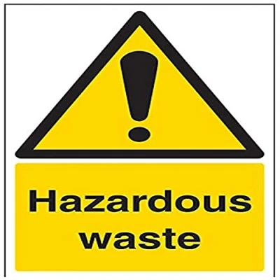 Image of V Safety Hazardous Waste Warning Sign 200mm x 300mm Self Adhesive Vinyl
