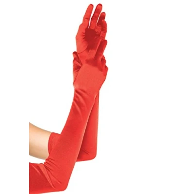 Image of Leg Avenue Extra long satin gloves. One Size Red 16B