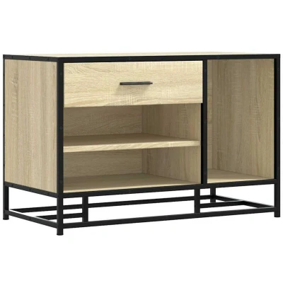 Image of vidaXL Shoe Bench Sonoma Oak 80x40x53.5 cm Engineered Wood and Metal