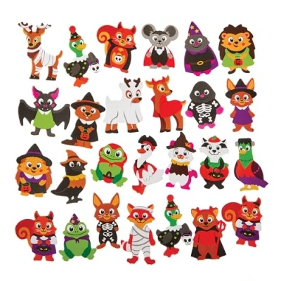 Image of Baker Ross FN287 Halloween Woodland Animals Foam Stickers Pack of 150, for Kids