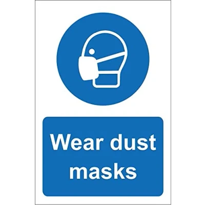 Image of Wear dust masks safety sign Self adhesive sticker 300mm x 200mm