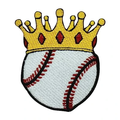 Image of Baseball Crown Patch, Embroidered Iron on Sew Patch Badge for Clothes etc. 8x6.5cm