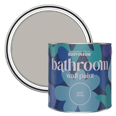 Image of Rust Oleum Grey Water Resistant Bathroom Wall &amp; Ceiling Paint Gorthleck 2.5L