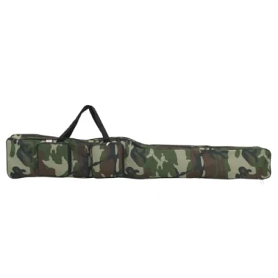 Image of vidaXL Fishing Rod Bag Green Camouflage, 600D Oxford Fabric, 150 cm, Adjustable Strap, Multiple Storage Pockets, Lightweight and Durable Gear