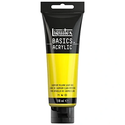 Image of LIQUITEX Basics Acrylic Paint, Cadmium Yellow Light Hue, 118 ml Tube