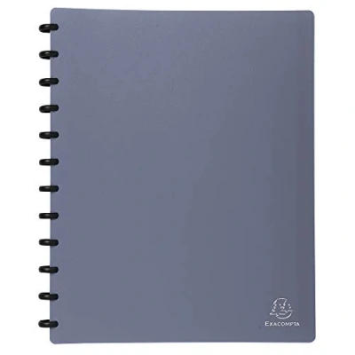 Image of Exacompta Ref 86357E PP Display Book with Rings Suitable for Holding A4 Documents, 30 Pockets, 60 Viewing Pages, Removable Pockets Organisation Metallic Blue