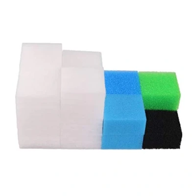 Image of INGVIEE Set of Compatible Aquarium Filter Foam Sponge for Juwel Compact/Bioflow 3.0 (2 x Blue Fine, 2 Coarse, Green Nitrate, Black Carbon, 50 Poly pads)