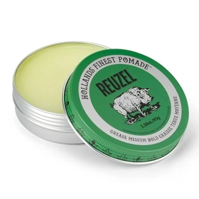 Image of Reuzel Green Grease Oil Based Pomade, Medium Hold Shine Pomade For Men A Flexible 3.38oz/95g