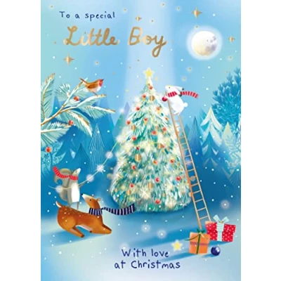 Image of Ling Design to A Special Little Boy with Love Foiled Christmas Greeting Card Xmas Cards X14392GH