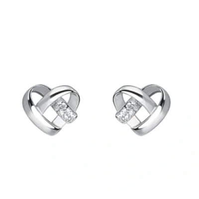Image of EVELYN Women&#039;s 925 Sterling Silver Peach Heart Love Stud Earrings Created with Austrian Crystals Zircondia