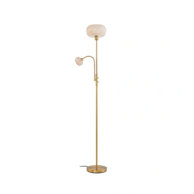 Image of Lindby floor lamp Aliette, gold/amber, glass, reading light