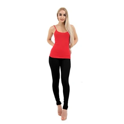 Image of Crazy Chick Ladies Womens Plain Full Length Cotton Leggings Footless Bottom UK 8 22 (UK 14, Black)