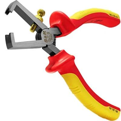 Image of S&amp;R VDE Stripping Pliers 160mm, 1000V VDE, Made of Chrome Vanadium Steel, phosphated
