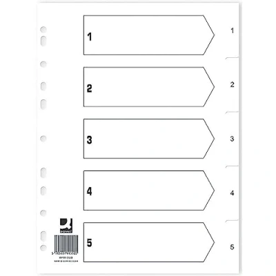 Image of Q Connect Index 1 5 Polypropylene White (25 Pack) KF01352Q