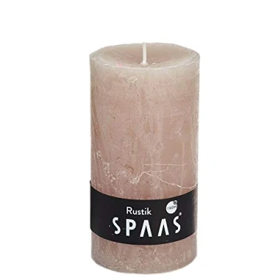 Image of Spaas 8 Rustic Unscented Pillar Candles 70/130 mm, 60 Hours, Beige