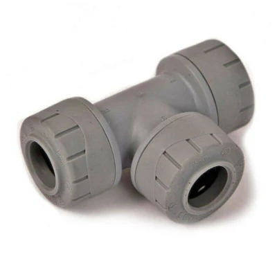 Image of Polyplumb PB222 Equal Tee, Grey, 22 mm, Set of 10 Pieces