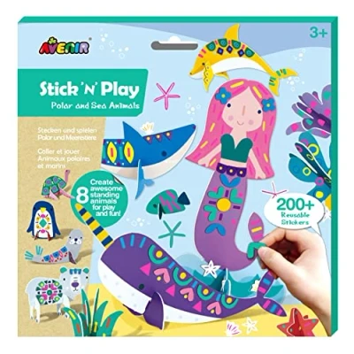 Image of Avenir CH221842 Stick N Play Book for Kids Polar and Sea Animals Shaped Cards Re usable Stickers