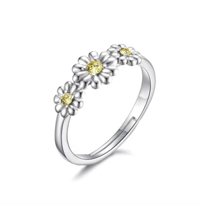 Image of Philip Jones Adjustable Triple Crystal Daisy Ring Created with Zircondia® Crystals
