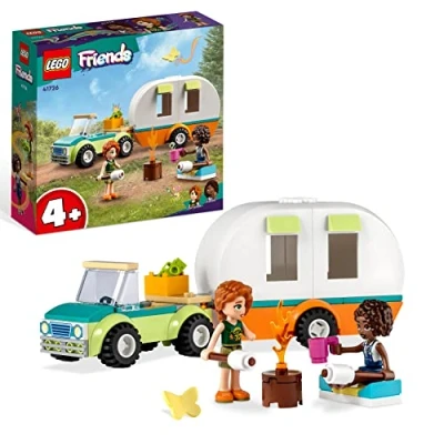 Image of LEGO 41726 Friends Holiday Camping Trip Camper Van, Caravan with Car Toy for Kids, Girls and Boys 4+ Years Old, Forest Adventure Set Autumn Aliya 2023 Series Characters