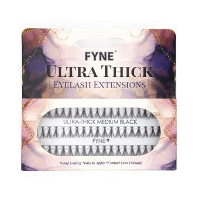 Image of FYNE Individual Eyelashes, Black [60 Pcs, Ultra Thick Medium 10mm, Single Pack] Lashes, Eyelash Extensions, Natural Look, Volume Cluster False Lash