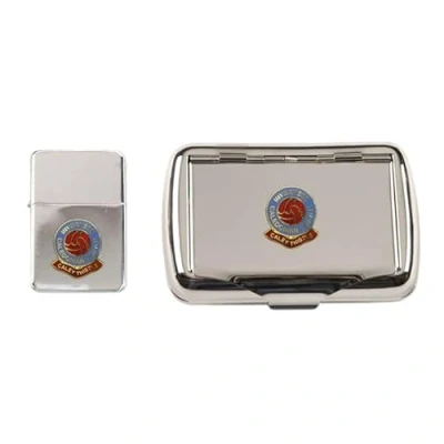 Image of Inverness Caledonian Thistle Football Club Polished Chrome Tobacco tin and stormproof Petrol Lighter