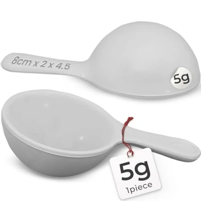 Image of NPOW Measuring Spoon, Plastic Medicine Spoon Teaspoon, Resistant &amp; Dishwasher Safe, Scoop, Mini Reusable Dose Scoop for Liquids Powders 5g or 5ml (1 pc)