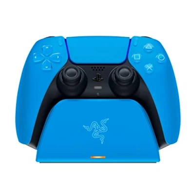 Image of Razer Quick Charging Stand for PlayStation 5 Controller (Quick Charge, Curved Cradle Design, Powered by USB, One Handed Navigation) Blue