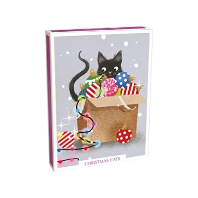 Image of Museums and Galleries Christmas Cats Box of 16 Greetings Cards, Multi