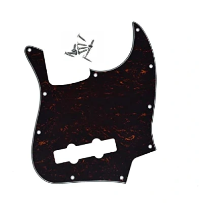 Image of KAISH 4 String J Bass Style Pickguard Pick Guard Scratch Plate for USA/Mexico Jazz Red/Black Tortoise