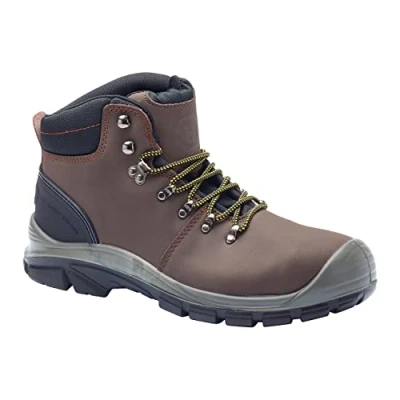 Image of Blackrock Malvern Brown Lightweight Safety Boots S3 Steel Toe Cap Mens Women Shoes, Water Resistant Protective Midsole, Leather Work Boots, Anti Slip Size 4