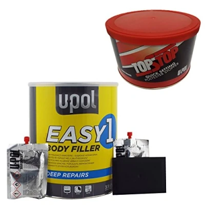 Image of Easy One U pol Car Body Polyester Filler 3L &amp; Top Stop Smooth Finishing Stopper 750ml
