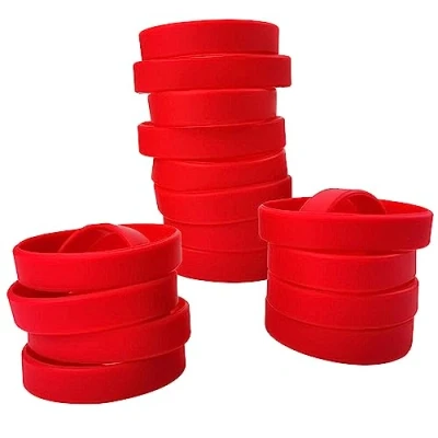 Image of LVNRIDS 50 pcs Silicone Elastic Wristbands Blank Rubber Wrist bands Bracelets for School Sport Party Red