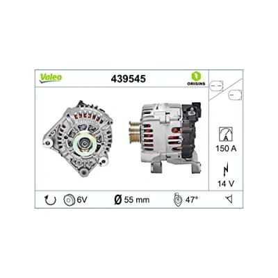 Image of TG15C027, TG15C027b, TG15C073, TG15C093 Generator VALEO NEW ORIGINAL PART 439545 14V 150A B+ L 47 55mm BMW: 3 Touring, Saloon, Coupe