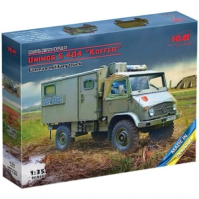 Image of ICM ICM35136 1:35 Unimog S 404 w/Box Body, German Military Truck Scale Model Kit