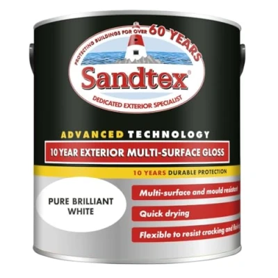 Image of Sandtex 10 Year Exterior Multi Surface Gloss 750ml Brilliant White