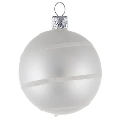 Image of Set of 6 Baubles (Diameter 7 cm) Hand Blown and Decorated Glass for Christmas Tree Decoration