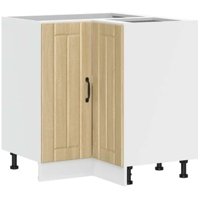 Image of vidaXL Kitchen Corner Base Cabinet Lucca Engineered Wood, Sonoma Oak, Adjustable Feet 75.5x75.5x81.5 cm Modern Cupboard Storage Unit