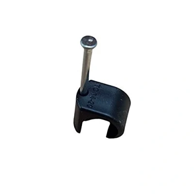 Image of Black Round Plastic Cable Clips &amp; Fixing Nails for Cable, Arctic Flex etc Available in Sizes 7 10mm, 10 14mm 14 20mm. Packs of 20 Clips, 100 200 (100, mm)