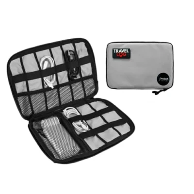 Image of Paylesshub Travel Cable Organiser Bag, Portable Electronics Small Gadget Bag Pouch, Hard Case for Charger Adapter Power Bank Drive (Grey)