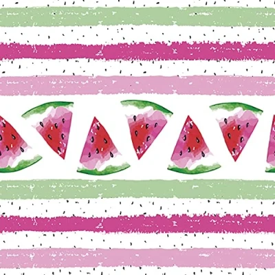 Image of DAISY 3 Ply Tropical Flowers Tissue Paper Napkins Serviettes for Decoupage Lunch 33cm x Pack of 20 (Watermelon with Stripes)