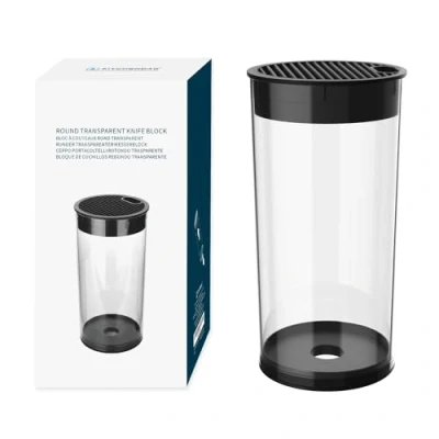 Image of KITCHENDAO Knife Block Without Knives,Universal Round Clear Only,Detachable Holder for Easy Cleaning,Space Saver Storage with Scissors Slot,Unique Slot to Protect Blades
