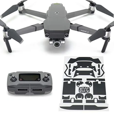 Image of WRAPGRADE Poly Skin Sticker compatible with DJI Mavic 2 Accent Color (STEALTH BLACK)
