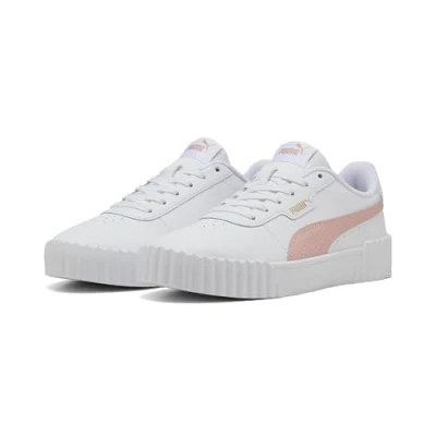 Image of PUMA Women&#039;s Carina 3.0 Sneaker, White Rose Quartz Gold, 7.5 UK