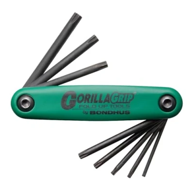 Image of Bondhus GorillaGrip 12634 Star Tipped Screwdriver Set in Fold Up Snap Holder,Green