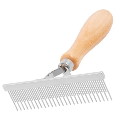 Image of GROOM PROFESSIONAL Wooden Shedding Rake for Dogs Dog Grooming Features Both Long and Short Pins Effective Deshedding of Thick Undercoats Suitable all Sized Breeds