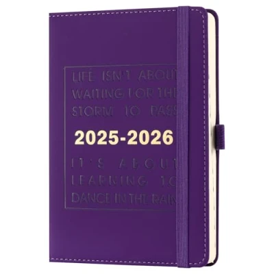 Image of 2025 2026 Academid Diary,Daily PLanner 25/26 Page a Day,Mid Year Dairy from Jun to Jul 2026,Organiser Journal With Pen Hold/Monthly Tabs (Purple 07 06 2026)
